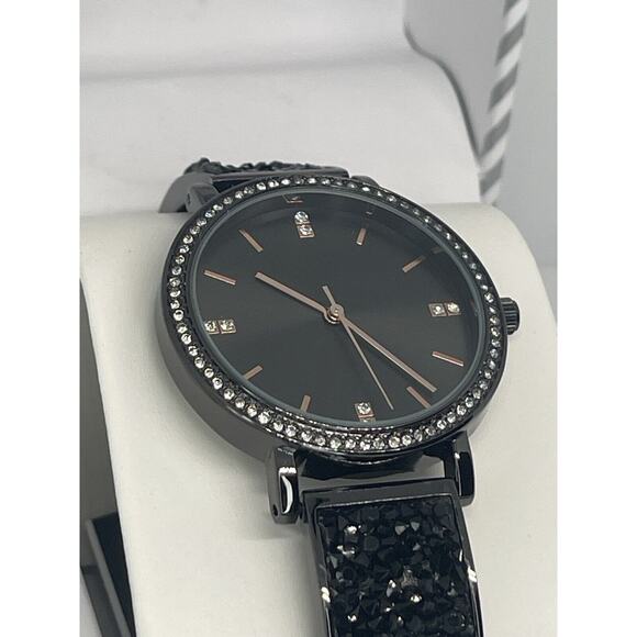 Black Tone Druzy Stone Women\'s Watch Trendy Fashion Stunning Crystal Bezel NWT main image 14